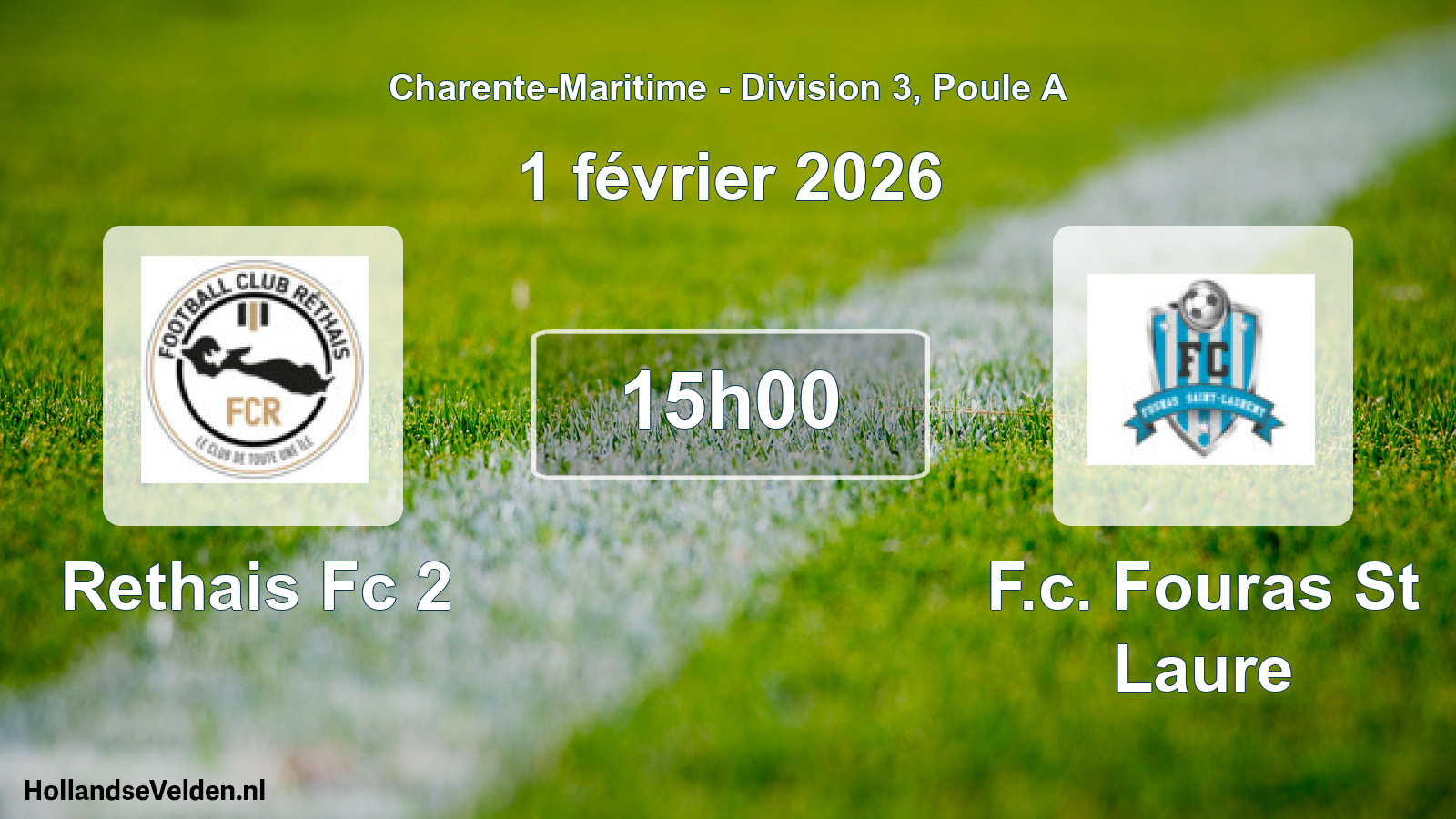 Geplande wedstrijd: Rethais Fc 2 - F.c. Fouras St Laure (1 février 2026)