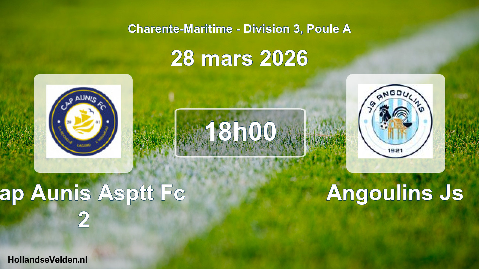 Geplande wedstrijd: Cap Aunis Asptt Fc 2 - Angoulins Js (28 mars 2026)