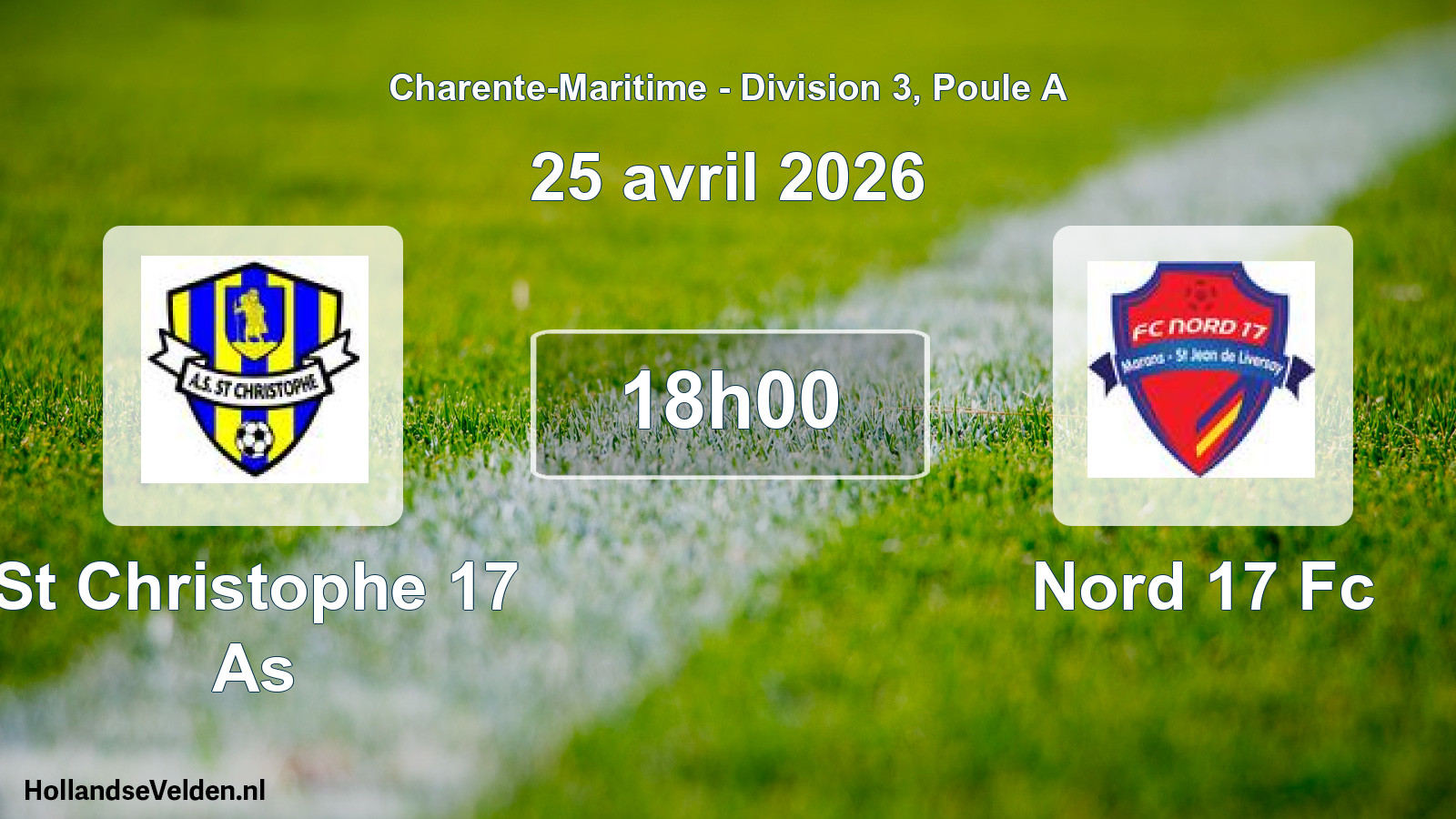 Geplande wedstrijd: St Christophe 17 As - Nord 17 Fc (25 avril 2026)