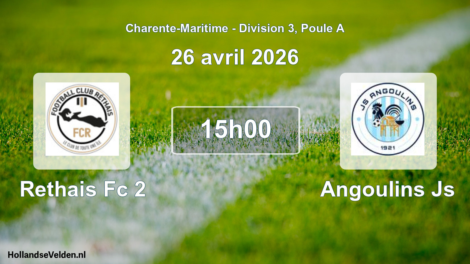 Geplande wedstrijd: Rethais Fc 2 - Angoulins Js (26 april 2026)