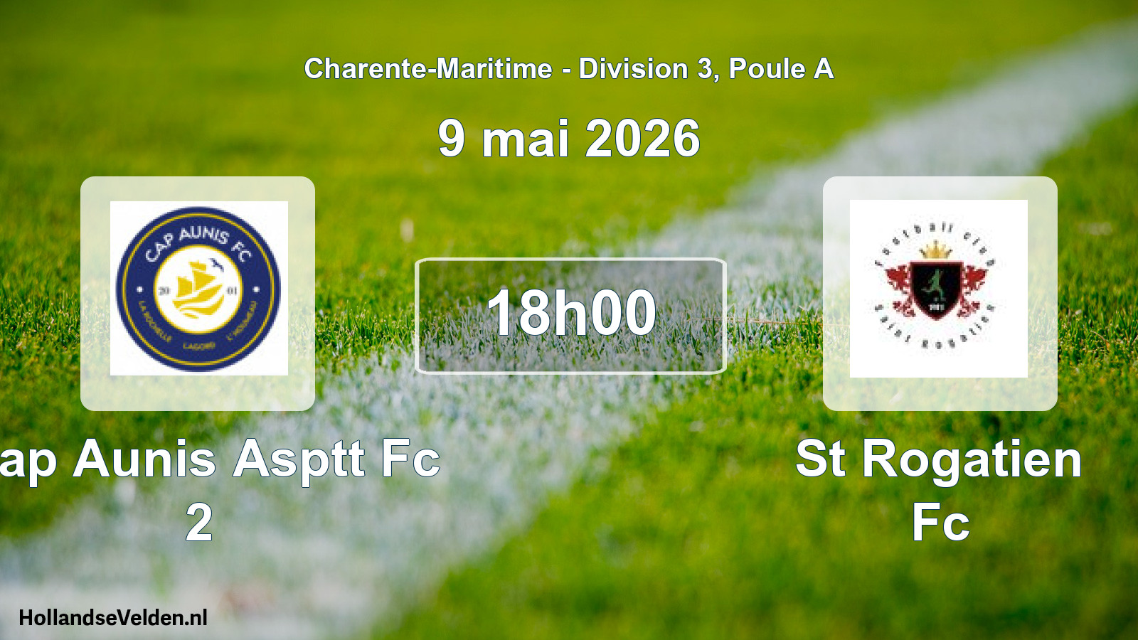 Geplande wedstrijd: Cap Aunis Asptt Fc 2 - St Rogatien Fc (9 mai 2026)