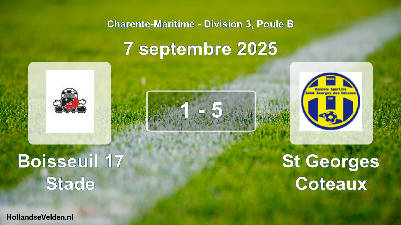 Gespeelde wedstrijd: Boisseuil 17 Stade - St Georges Coteaux 1 - 5 (7 septembre 2025)