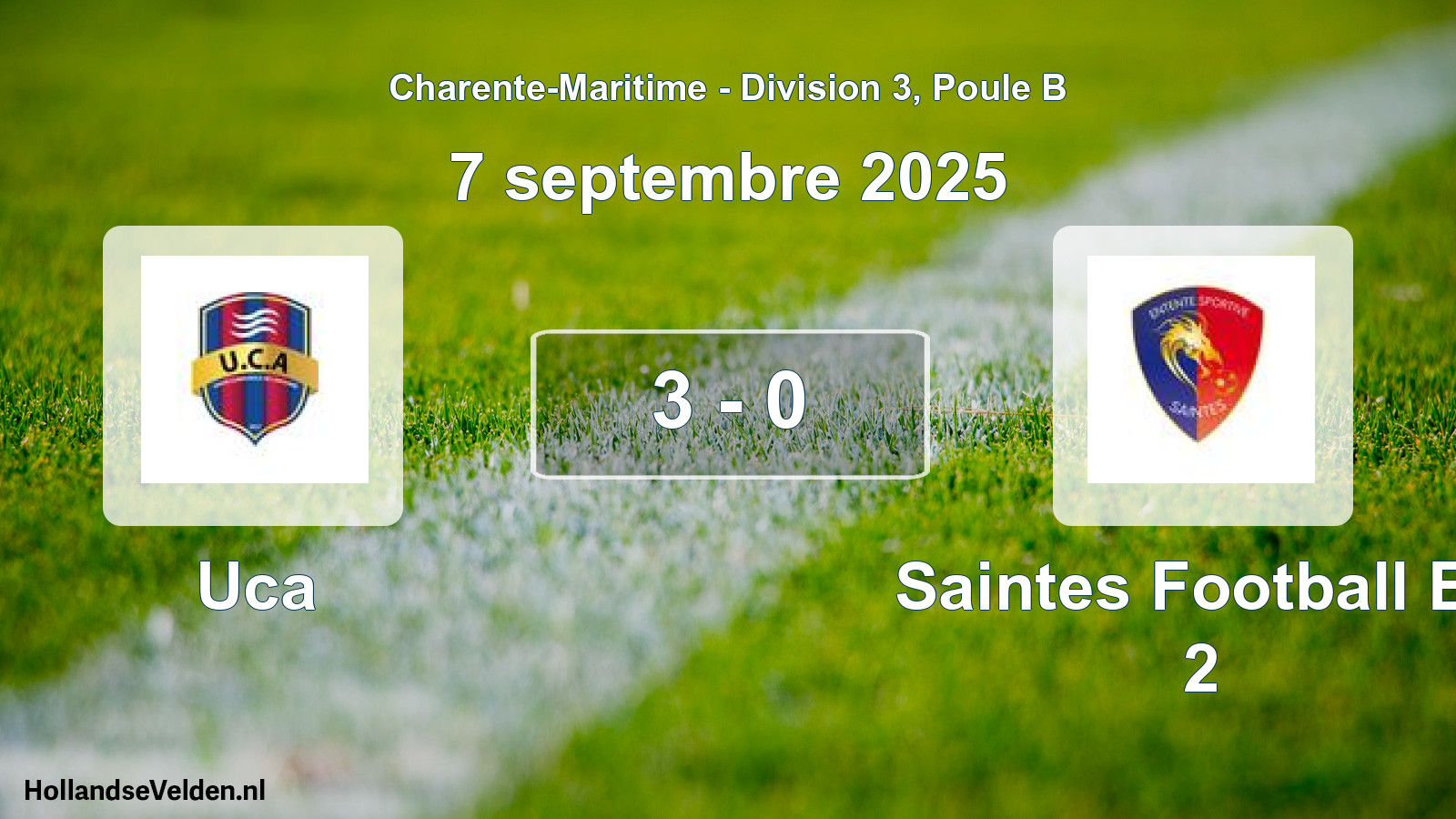 Gespeelde wedstrijd: Uca - Saintes Football Es 2 3 - 0 (7 septembre 2025)