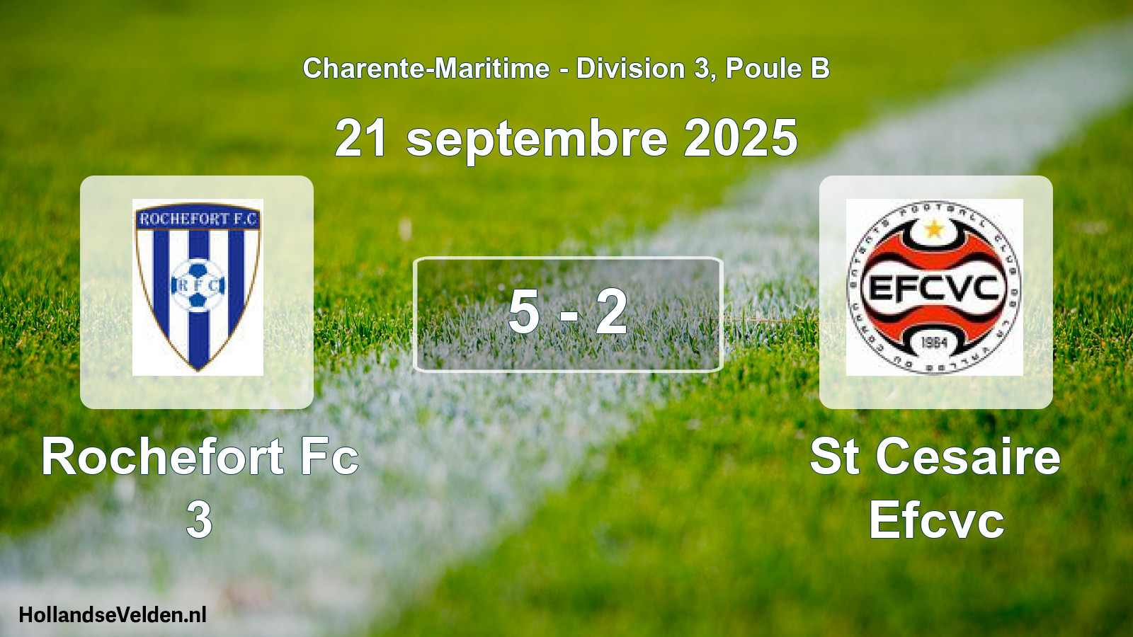 Gespeelde wedstrijd: Rochefort Fc 3 - St Cesaire Efcvc 5 - 2 (21 septembre 2025)