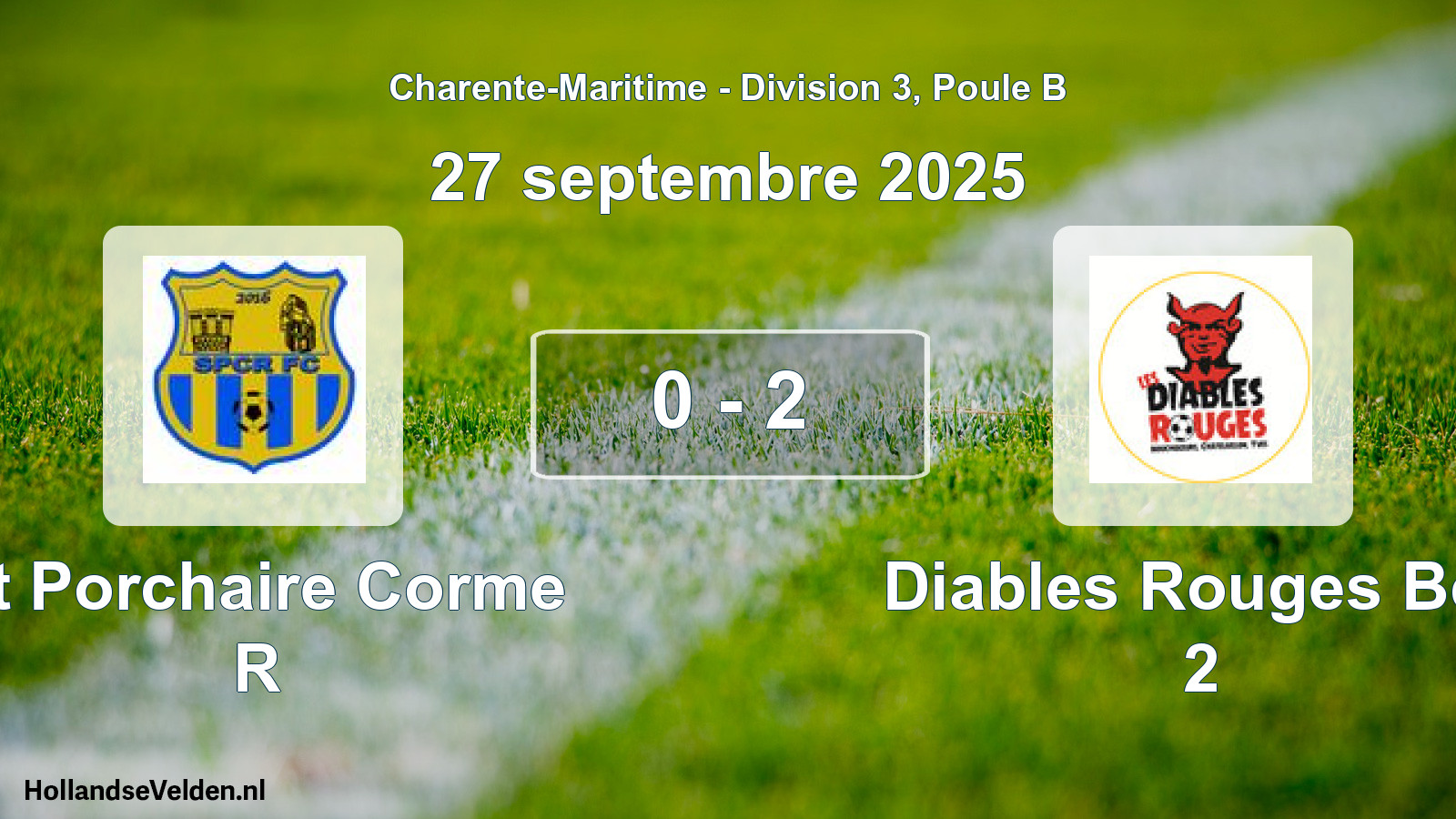 Gespeelde wedstrijd: St Porchaire Corme R - Diables Rouges Bcy 2 0 - 2 (27 september 2025)