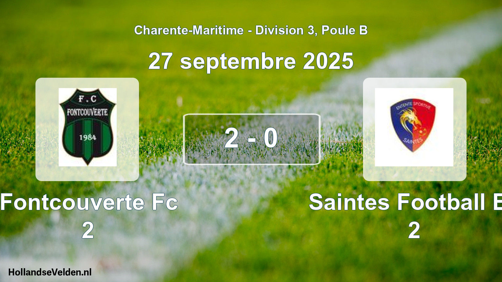 Gespeelde wedstrijd: Fontcouverte Fc 2 - Saintes Football Es 2 2 - 0 (27 septembre 2025)