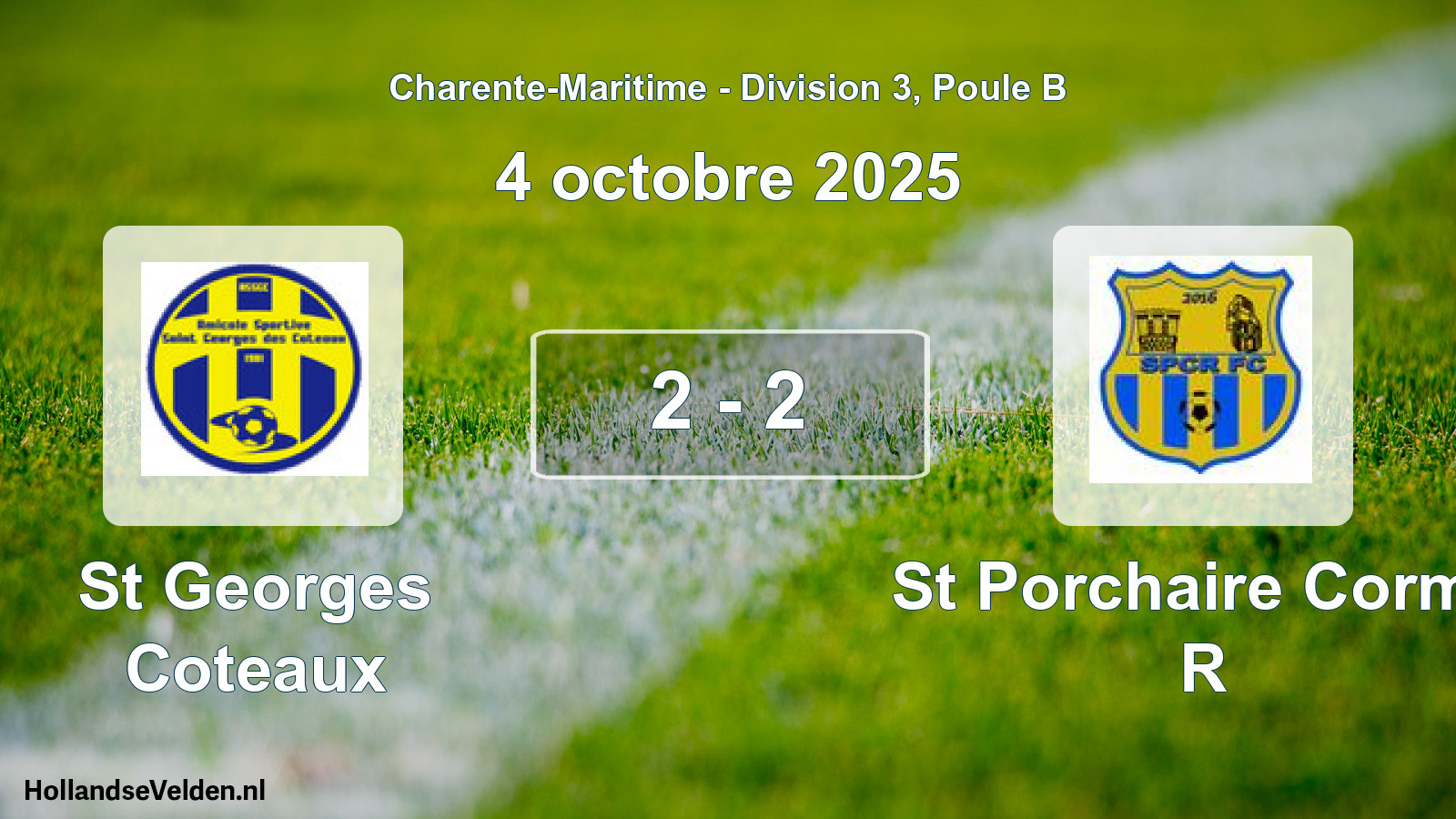 Gespeelde wedstrijd: St Georges Coteaux - St Porchaire Corme R 2 - 2 (4 octobre 2025)