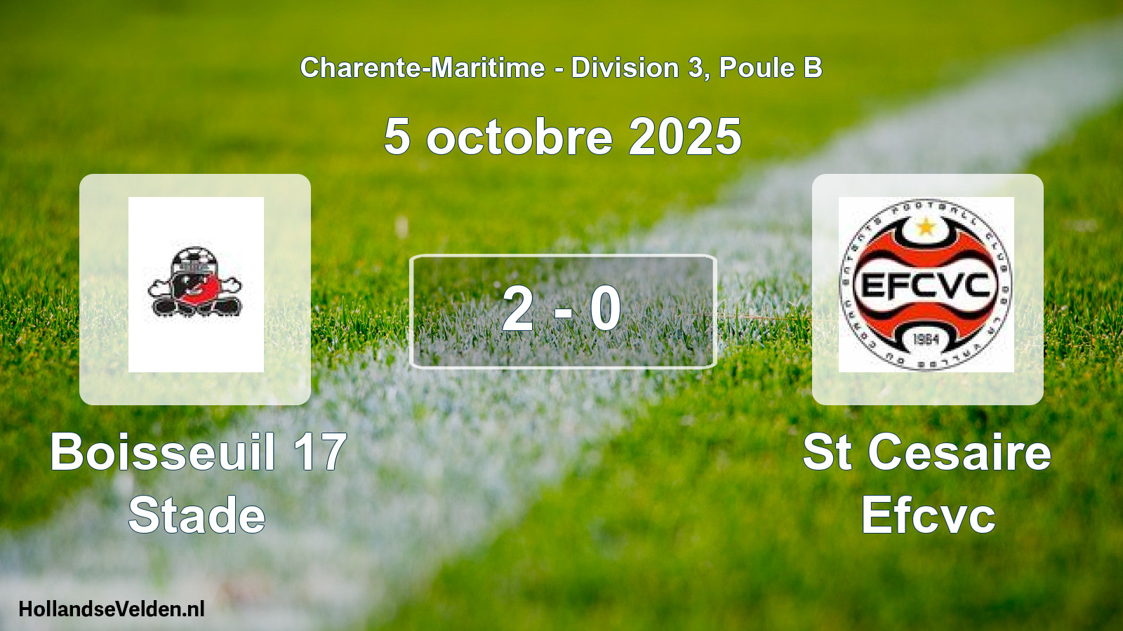 Gespeelde wedstrijd: Boisseuil 17 Stade - St Cesaire Efcvc 2 - 0 (5 octobre 2025)