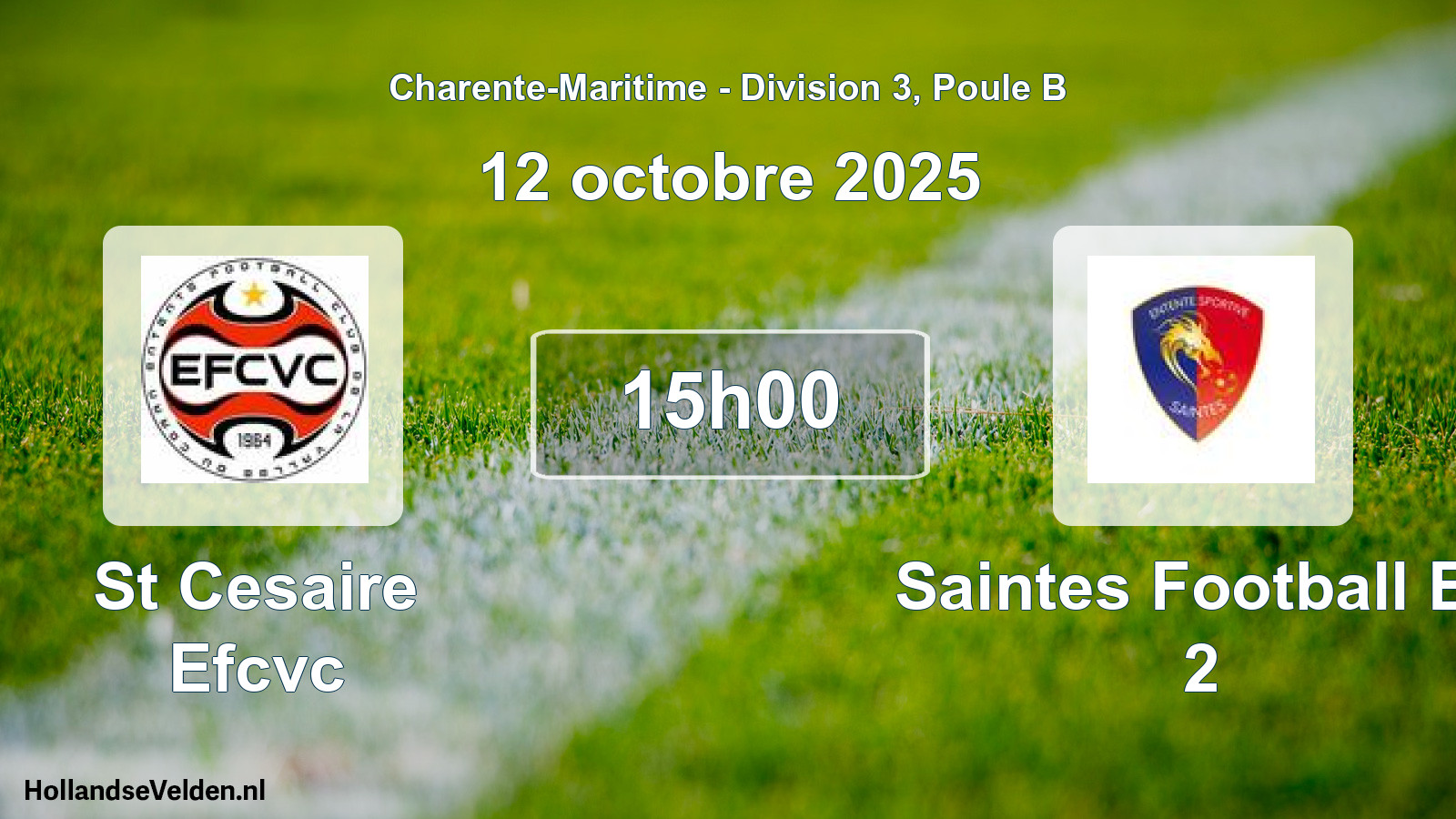 Geplande wedstrijd: St Cesaire Efcvc - Saintes Football Es 2 (12 oktober 2025)