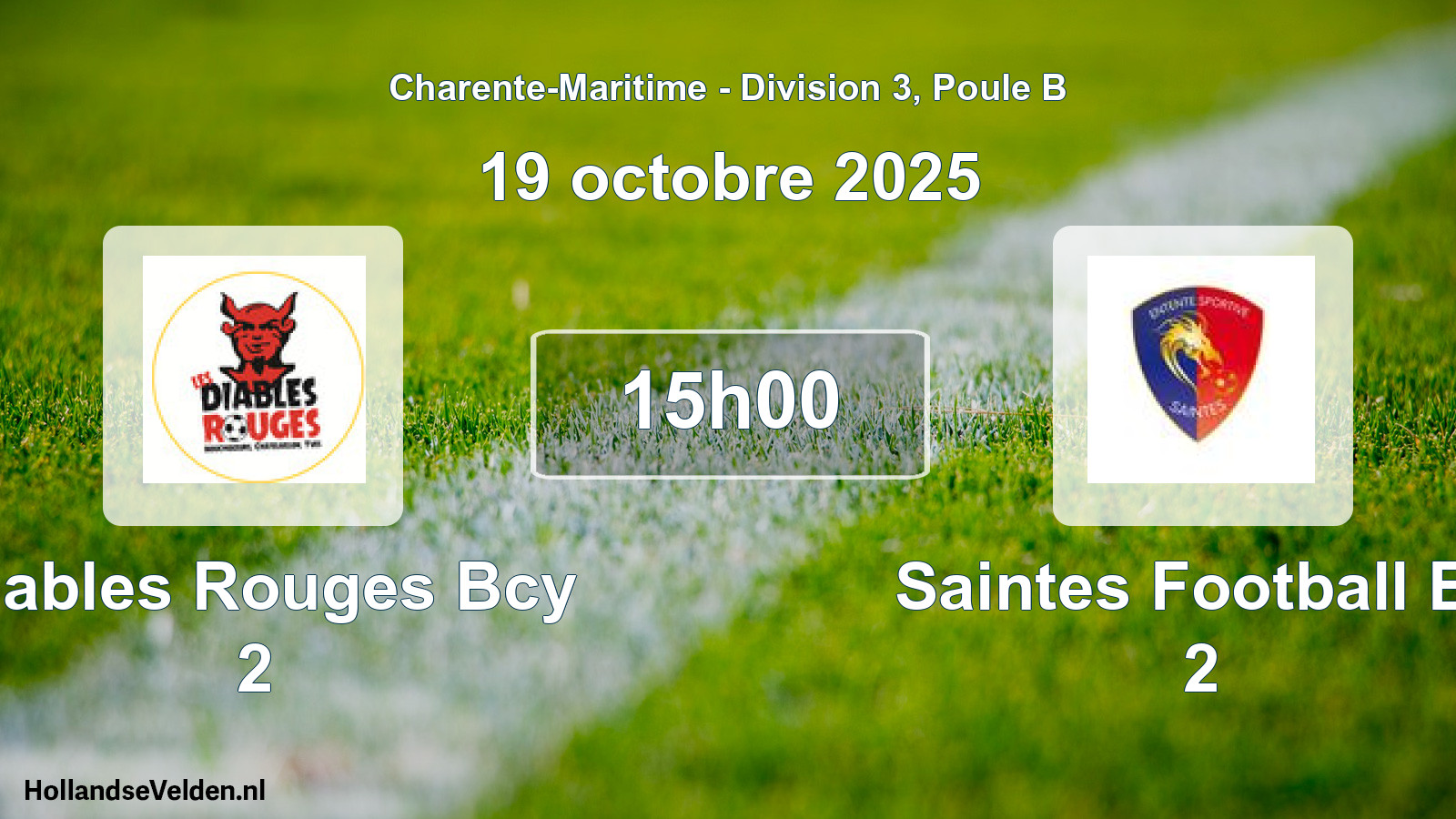 Geplande wedstrijd: Diables Rouges Bcy 2 - Saintes Football Es 2 (19 oktober 2025)