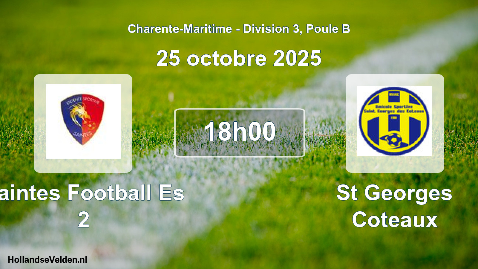 Geplande wedstrijd: Saintes Football Es 2 - St Georges Coteaux (25 octobre 2025)