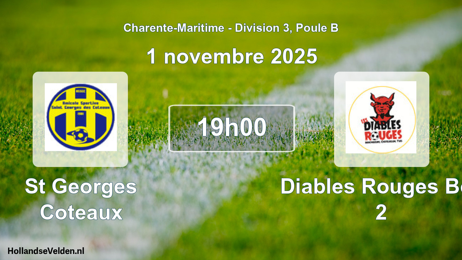Geplande wedstrijd: St Georges Coteaux - Diables Rouges Bcy 2 (1 november 2025)