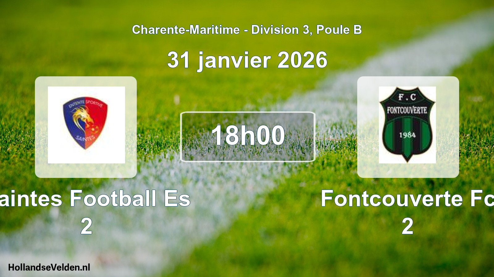 Geplande wedstrijd: Saintes Football Es 2 - Fontcouverte Fc 2 (31 janvier 2026)