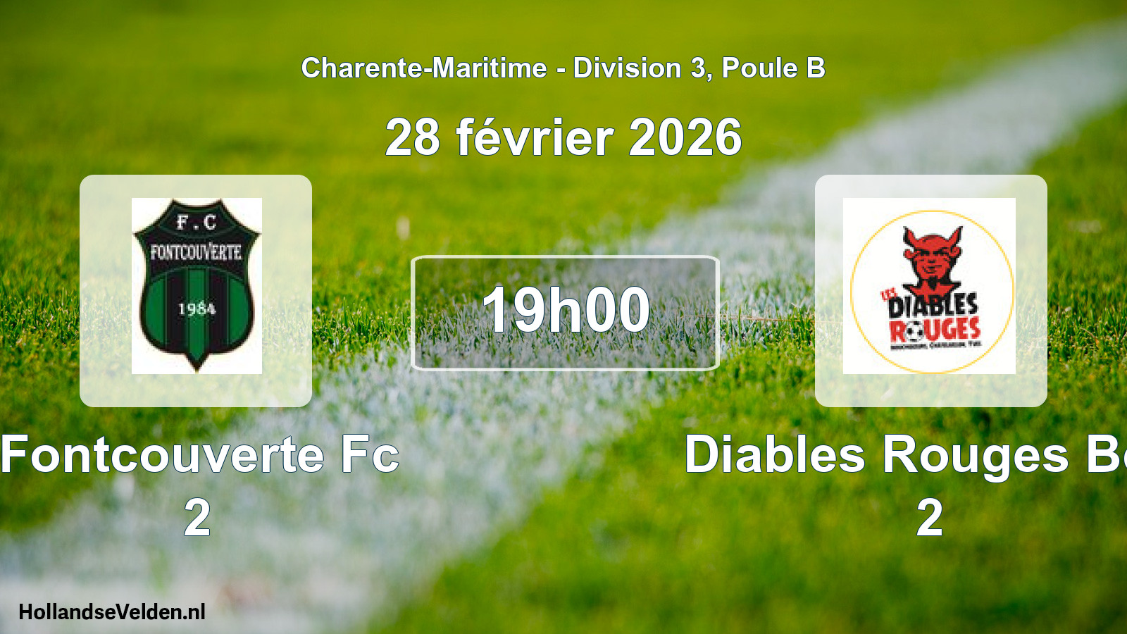 Geplande wedstrijd: Fontcouverte Fc 2 - Diables Rouges Bcy 2 (28 februari 2026)