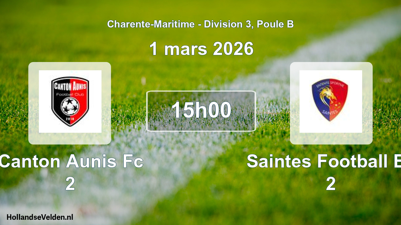 Geplande wedstrijd: Canton Aunis Fc 2 - Saintes Football Es 2 (1 mars 2026)