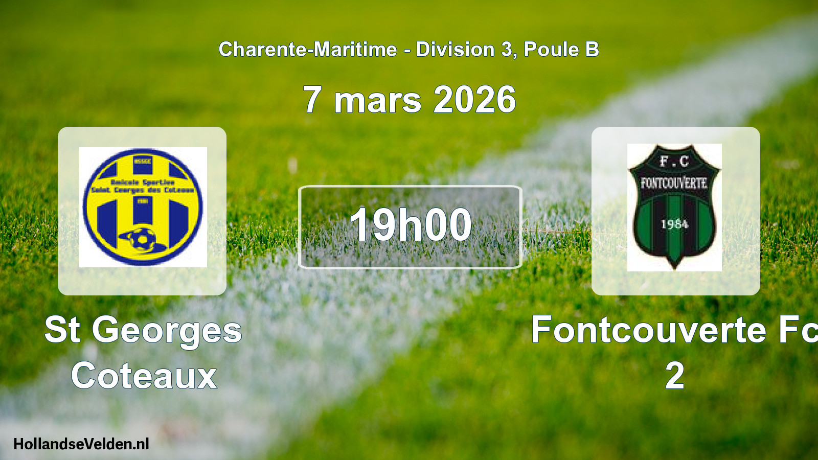 Geplande wedstrijd: St Georges Coteaux - Fontcouverte Fc 2 (7 mars 2026)