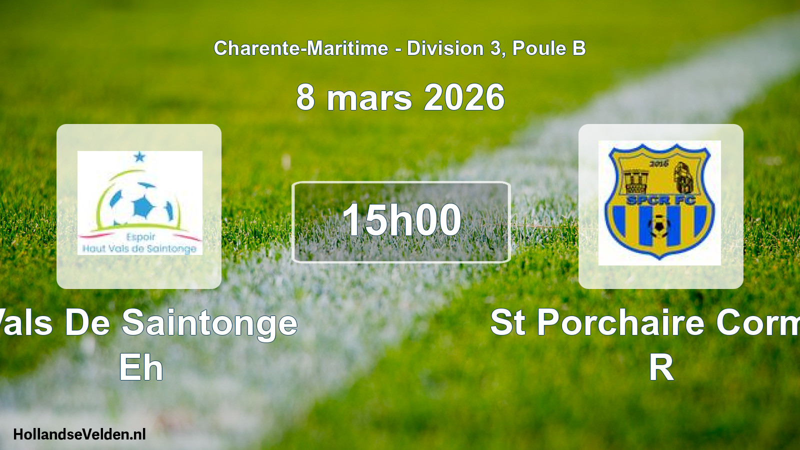 Geplande wedstrijd: Vals De Saintonge Eh - St Porchaire Corme R (8 mars 2026)