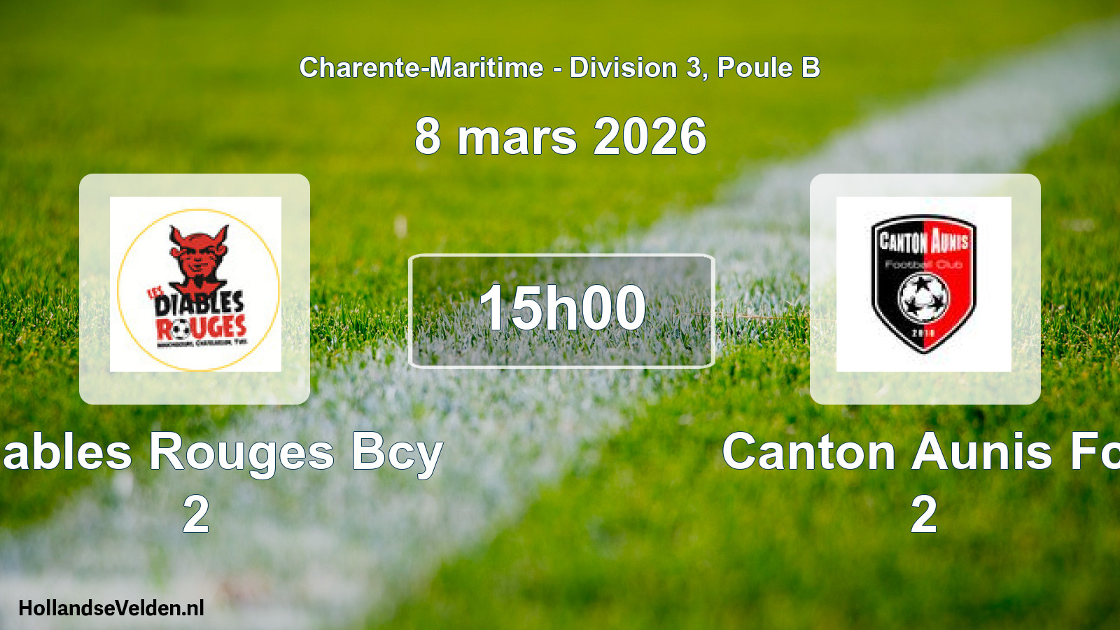 Geplande wedstrijd: Diables Rouges Bcy 2 - Canton Aunis Fc 2 (8 maart 2026)