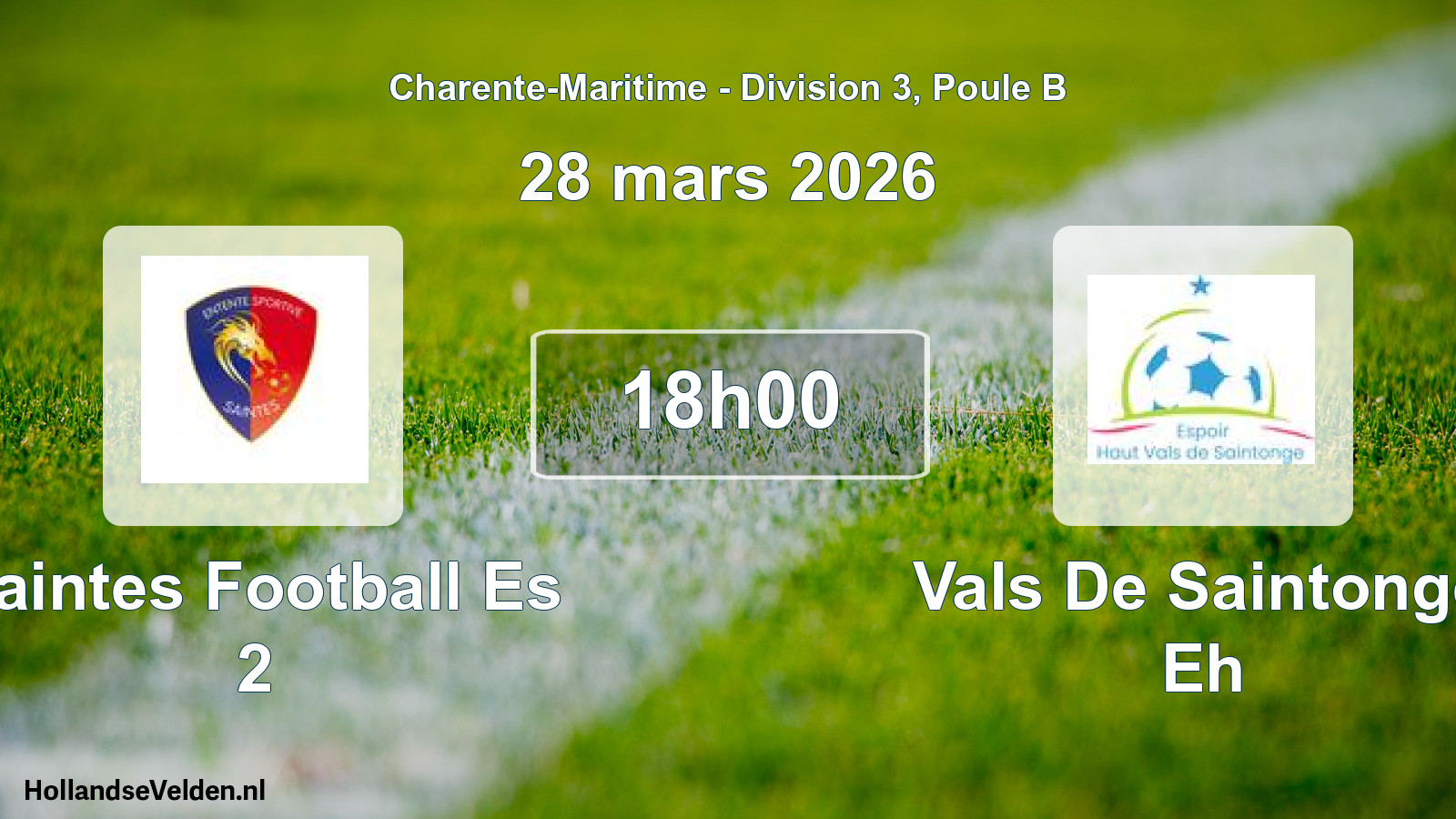 Geplande wedstrijd: Saintes Football Es 2 - Vals De Saintonge Eh (28 mars 2026)