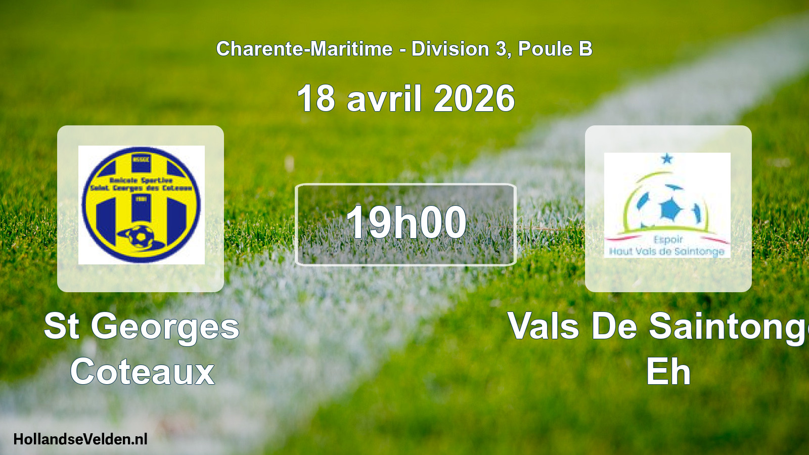 Geplande wedstrijd: St Georges Coteaux - Vals De Saintonge Eh (18 avril 2026)