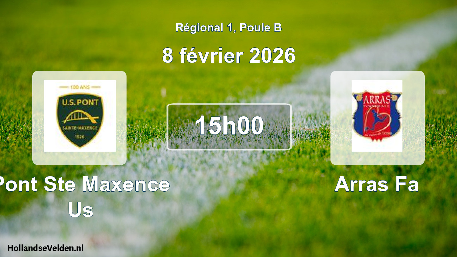 Geplande wedstrijd: Pont Ste Maxence Us - Arras Fa (8 février 2026)