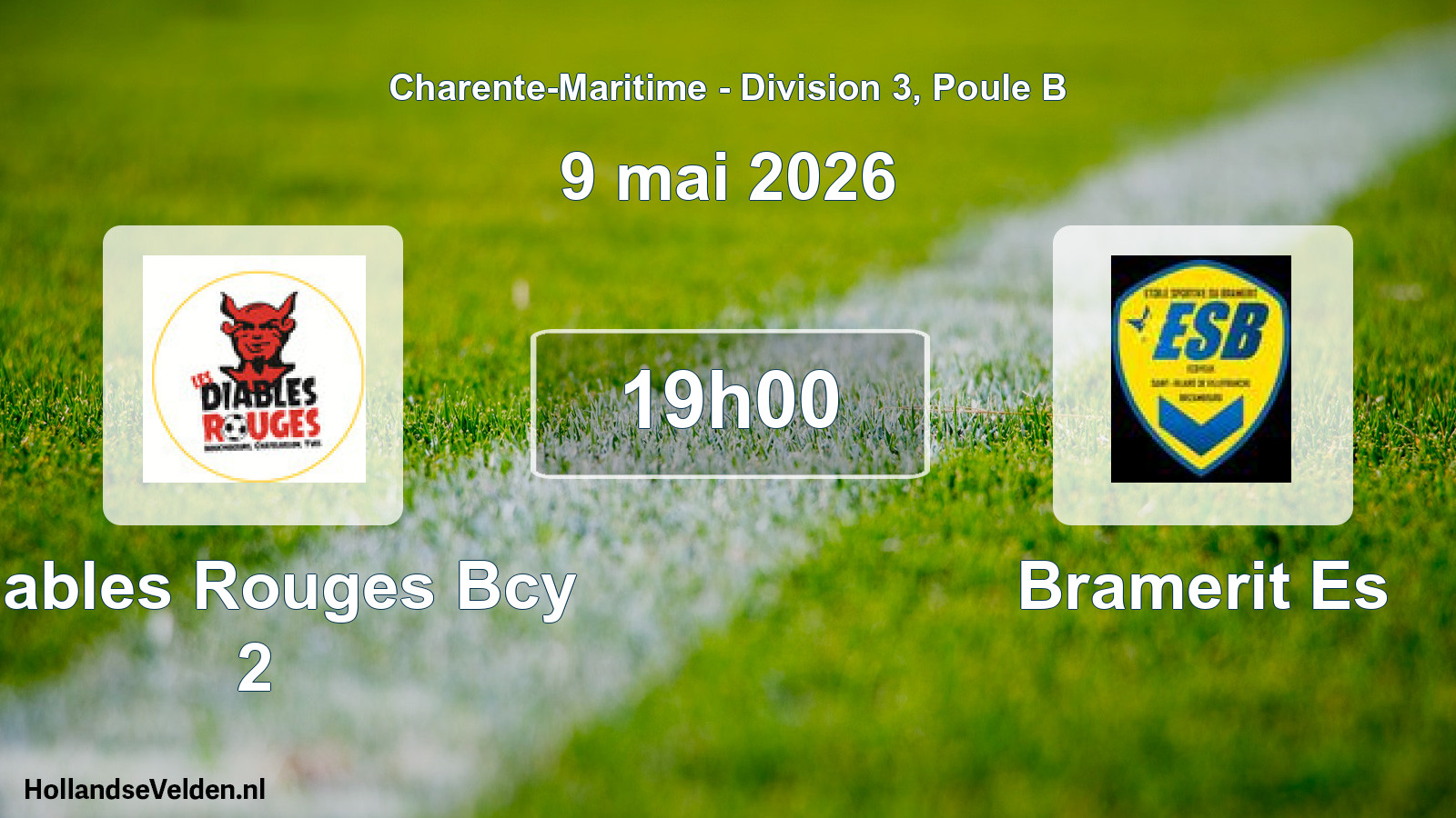 Geplande wedstrijd: Diables Rouges Bcy 2 - Bramerit Es (9 mei 2026)