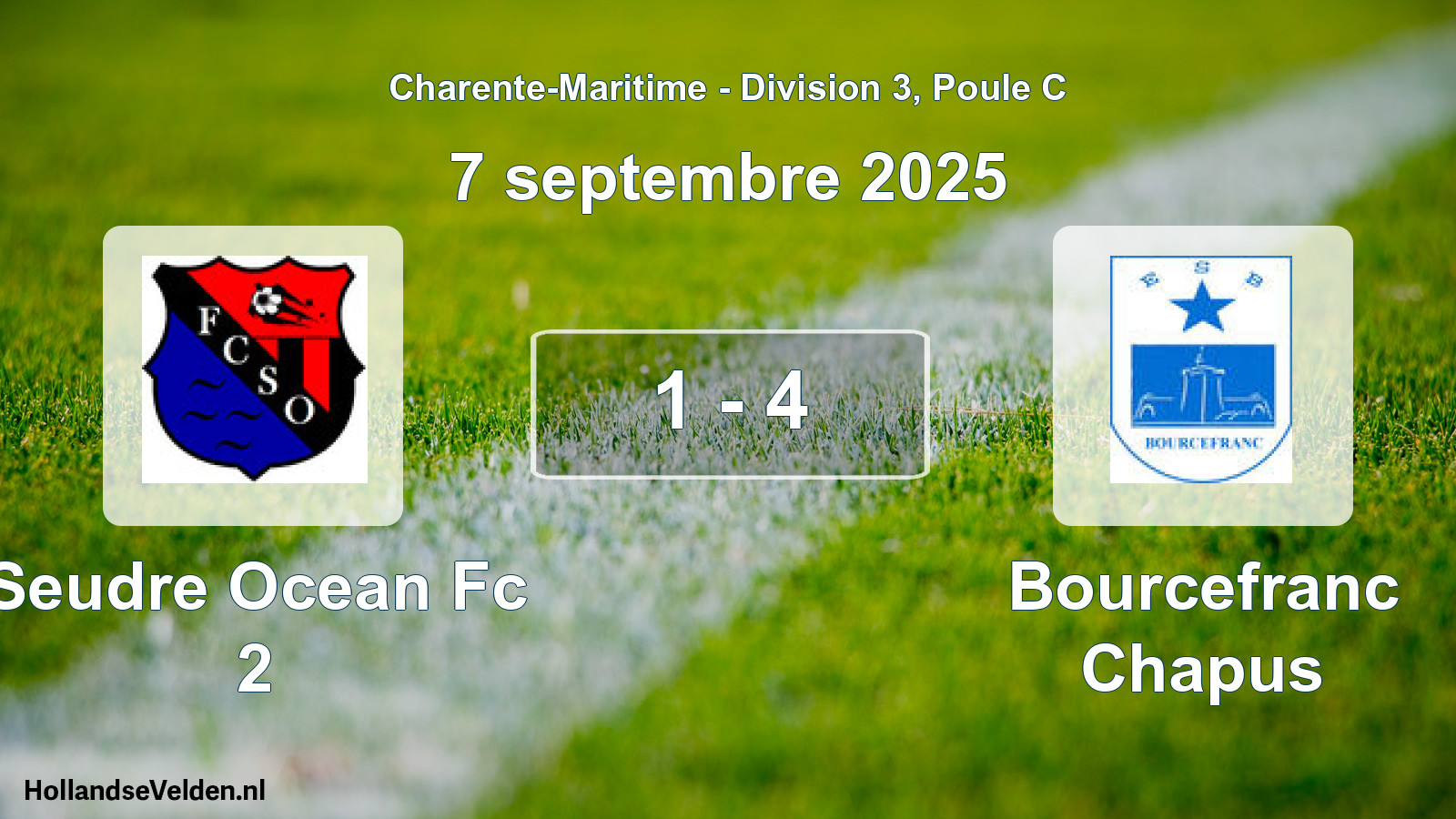 Gespeelde wedstrijd: Seudre Ocean Fc 2 - Bourcefranc Chapus 1 - 4 (7 septembre 2025)