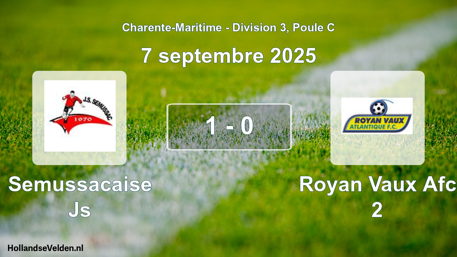 Gespeelde wedstrijd: Semussacaise Js - Royan Vaux Afc 2 1 - 0 (7 september 2025)