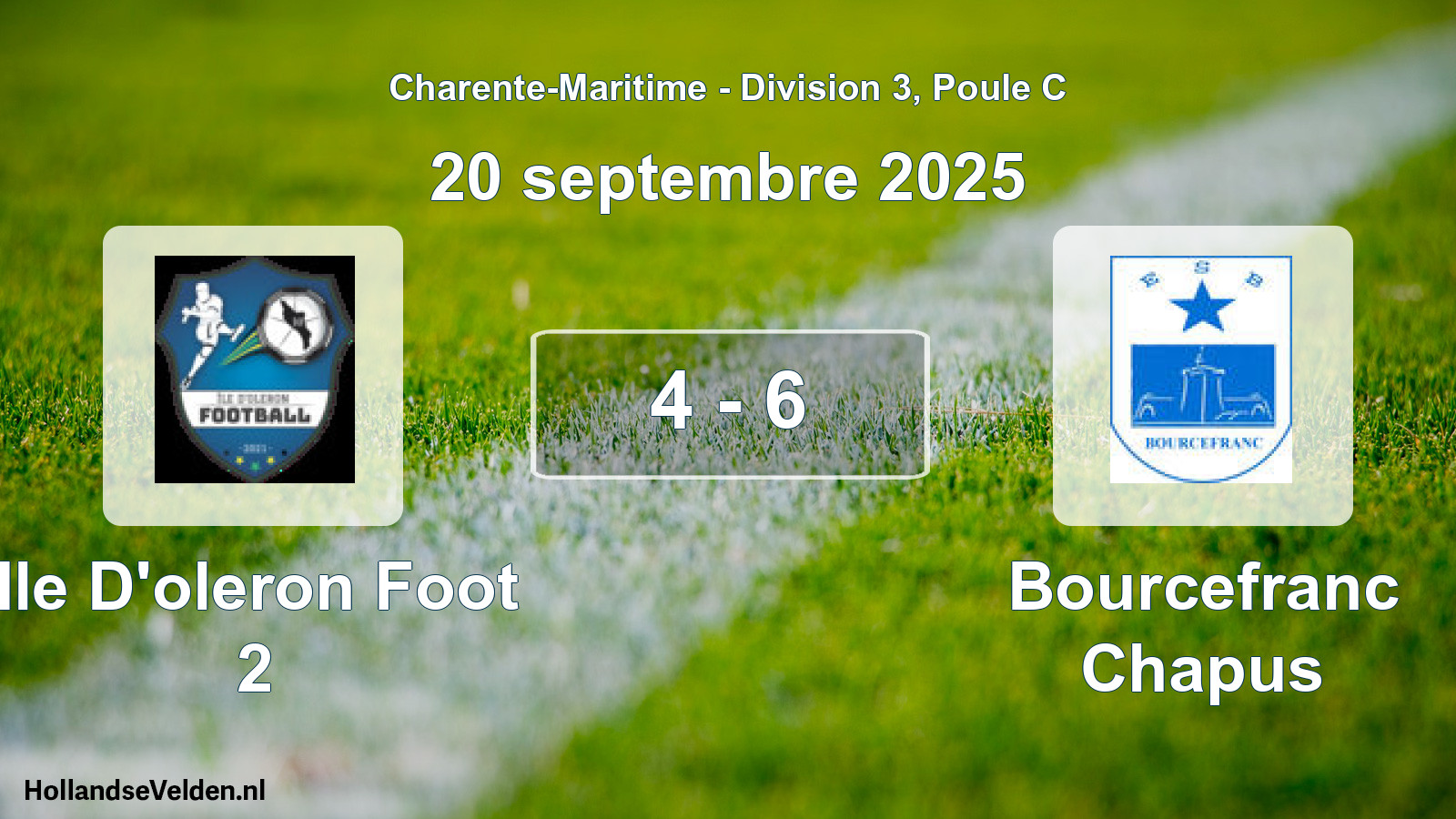 Gespeelde wedstrijd: Ile D'oleron Foot 2 - Bourcefranc Chapus 4 - 6 (20 september 2025)