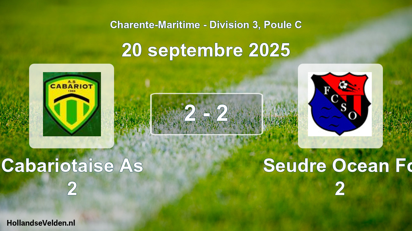 Gespeelde wedstrijd: Cabariotaise As 2 - Seudre Ocean Fc 2 2 - 2 (20 septembre 2025)