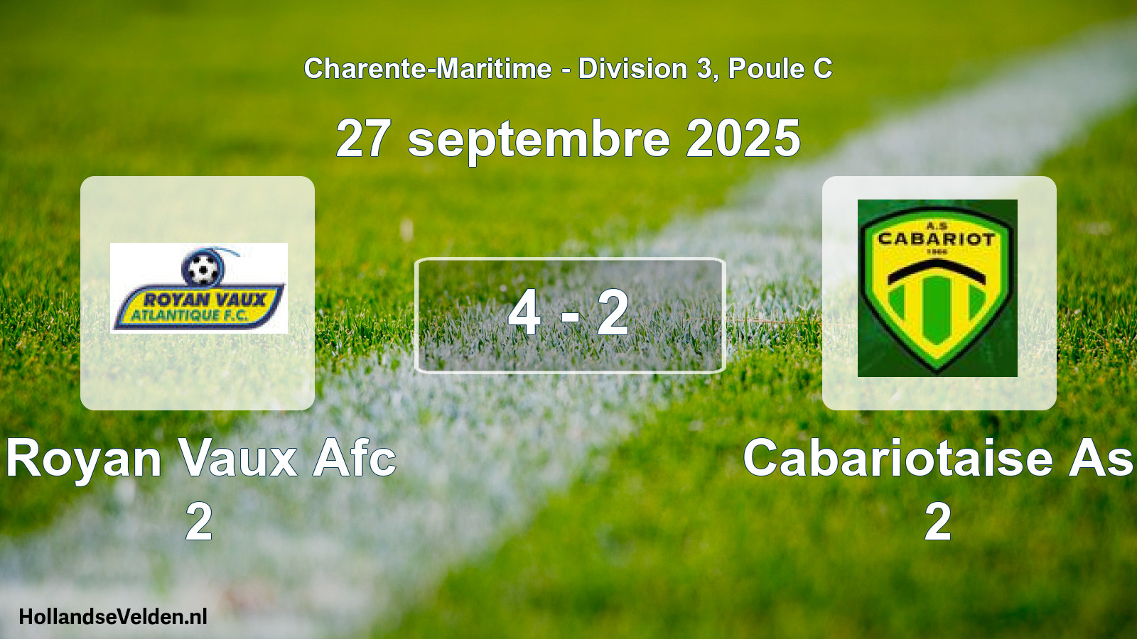 Gespeelde wedstrijd: Royan Vaux Afc 2 - Cabariotaise As 2 4 - 2 (27 september 2025)