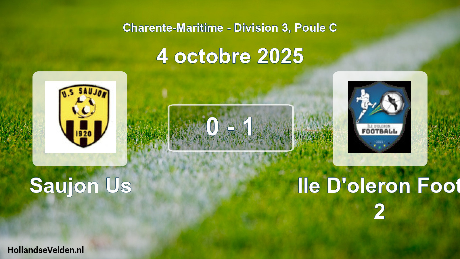 Gespeelde wedstrijd: Saujon Us - Ile D'oleron Foot 2 0 - 1 (4 octobre 2025)