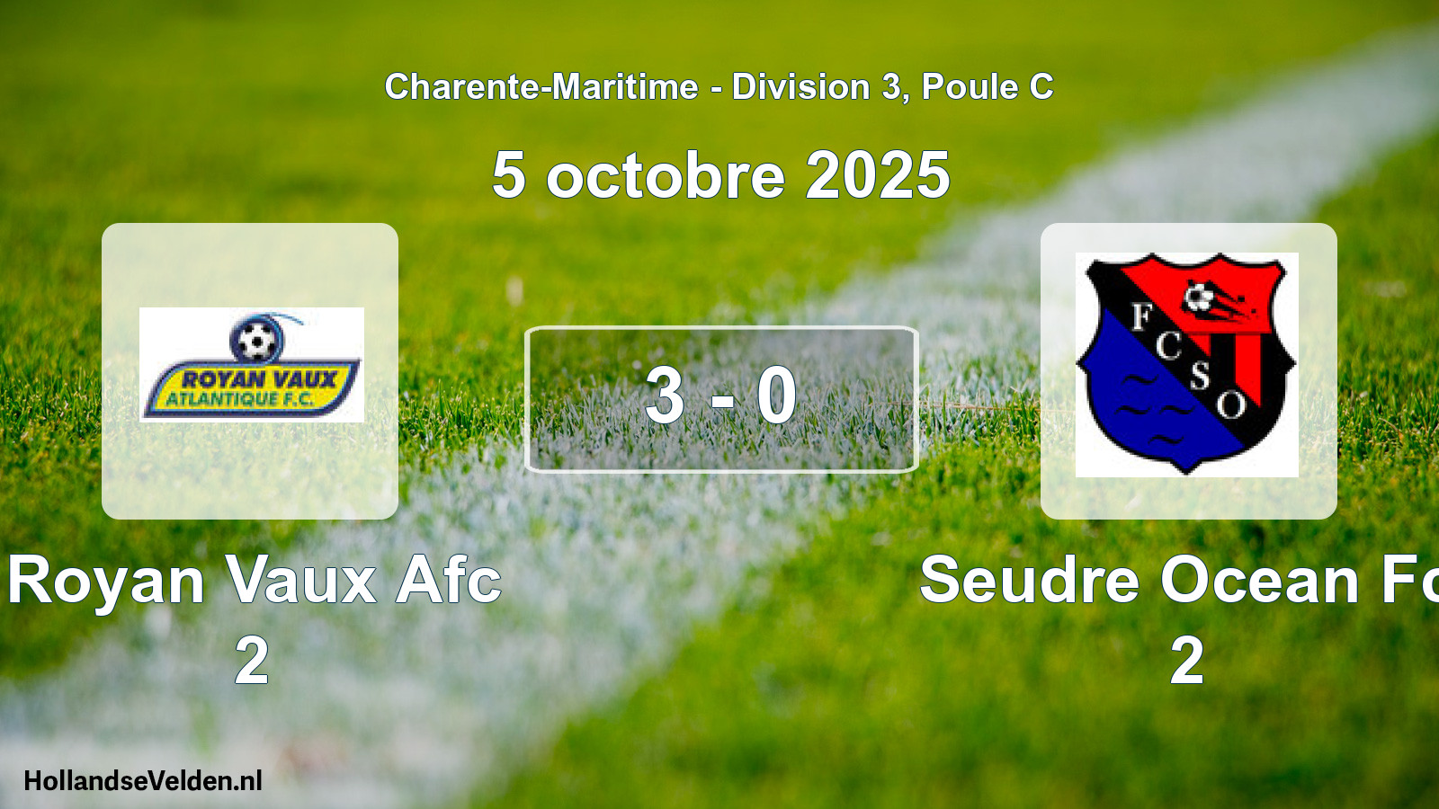 Gespeelde wedstrijd: Royan Vaux Afc 2 - Seudre Ocean Fc 2 3 - 0 (5 octobre 2025)