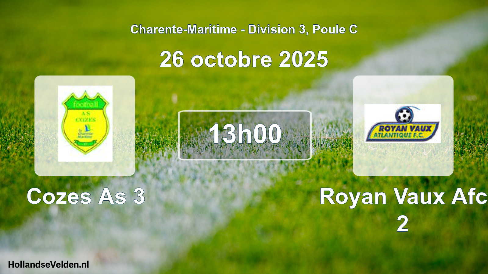 Geplande wedstrijd: Cozes As 3 - Royan Vaux Afc 2 (26 octobre 2025)