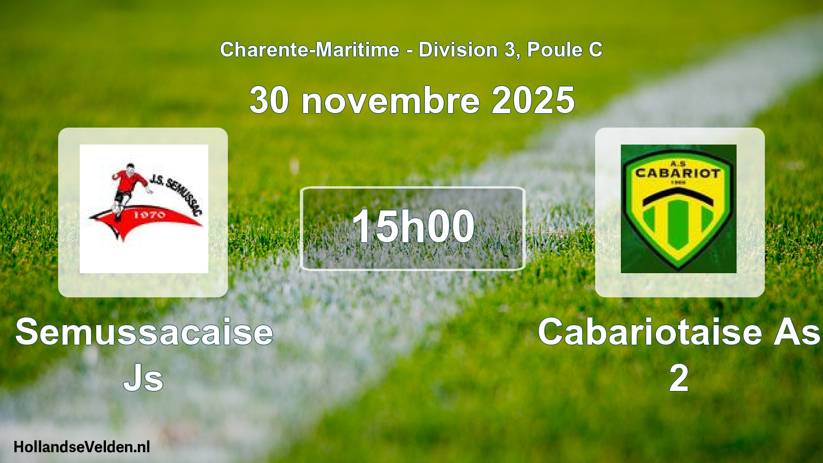 Geplande wedstrijd: Semussacaise Js - Cabariotaise As 2 (30 november 2025)