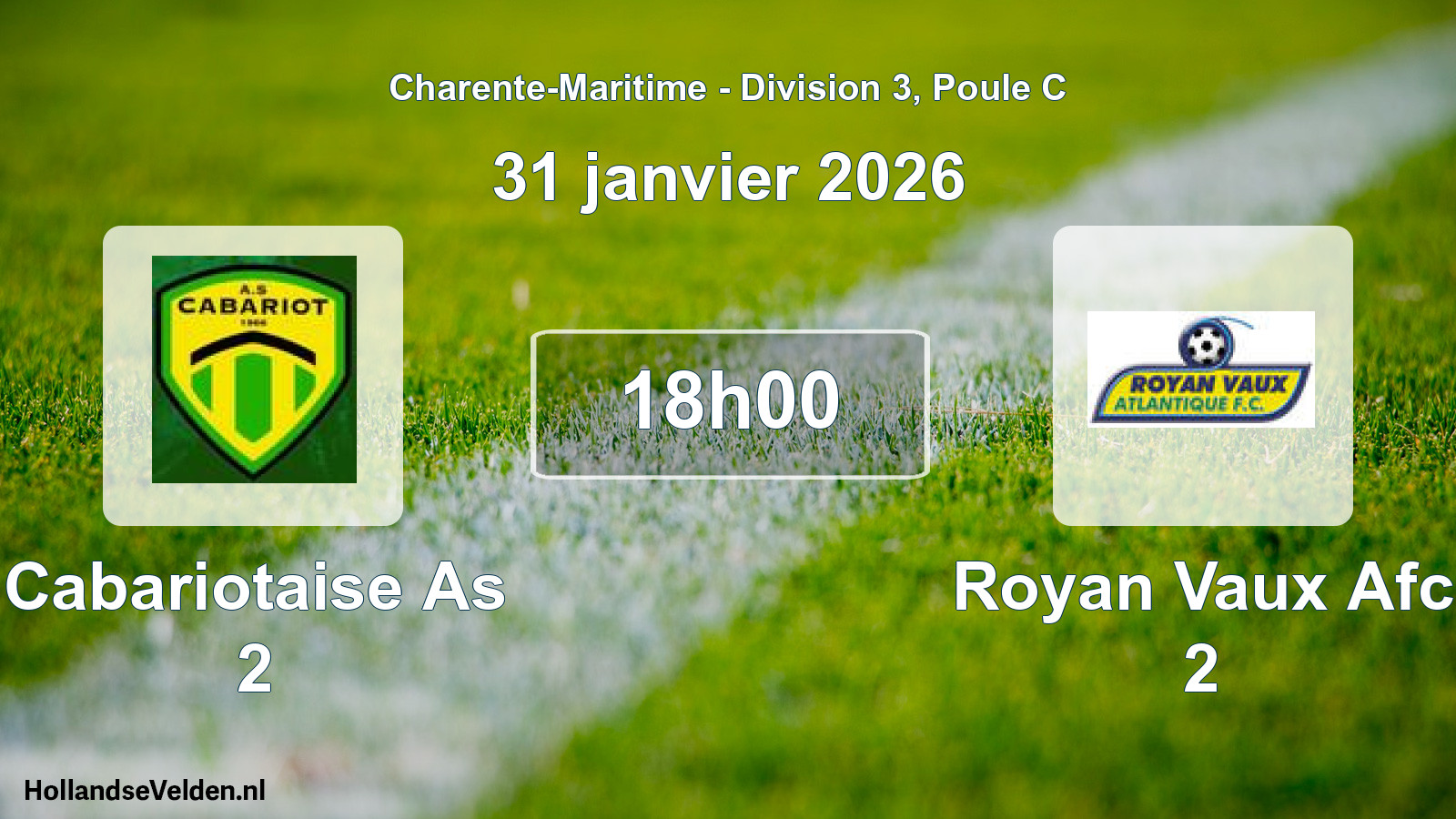Geplande wedstrijd: Cabariotaise As 2 - Royan Vaux Afc 2 (31 janvier 2026)
