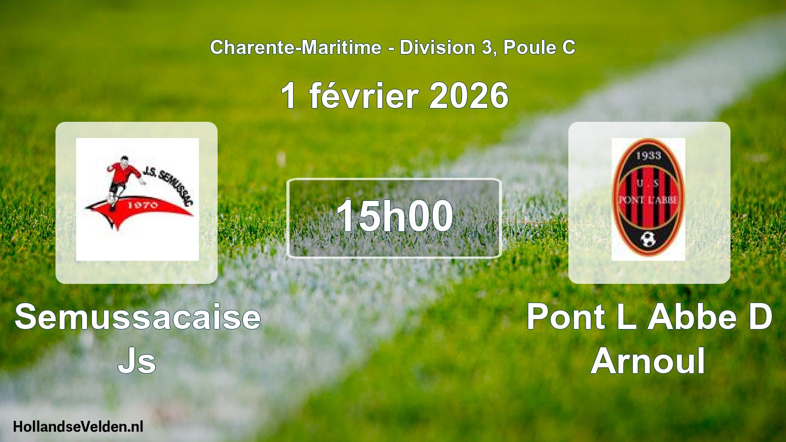 Geplande wedstrijd: Semussacaise Js - Pont L Abbe D Arnoul (1 februari 2026)