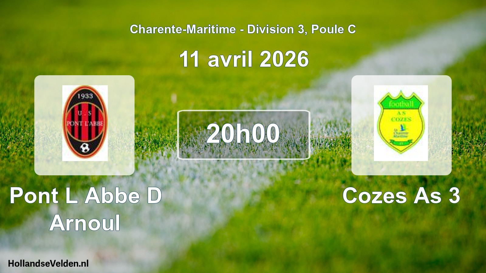 Geplande wedstrijd: Pont L Abbe D Arnoul - Cozes As 3 (11 april 2026)