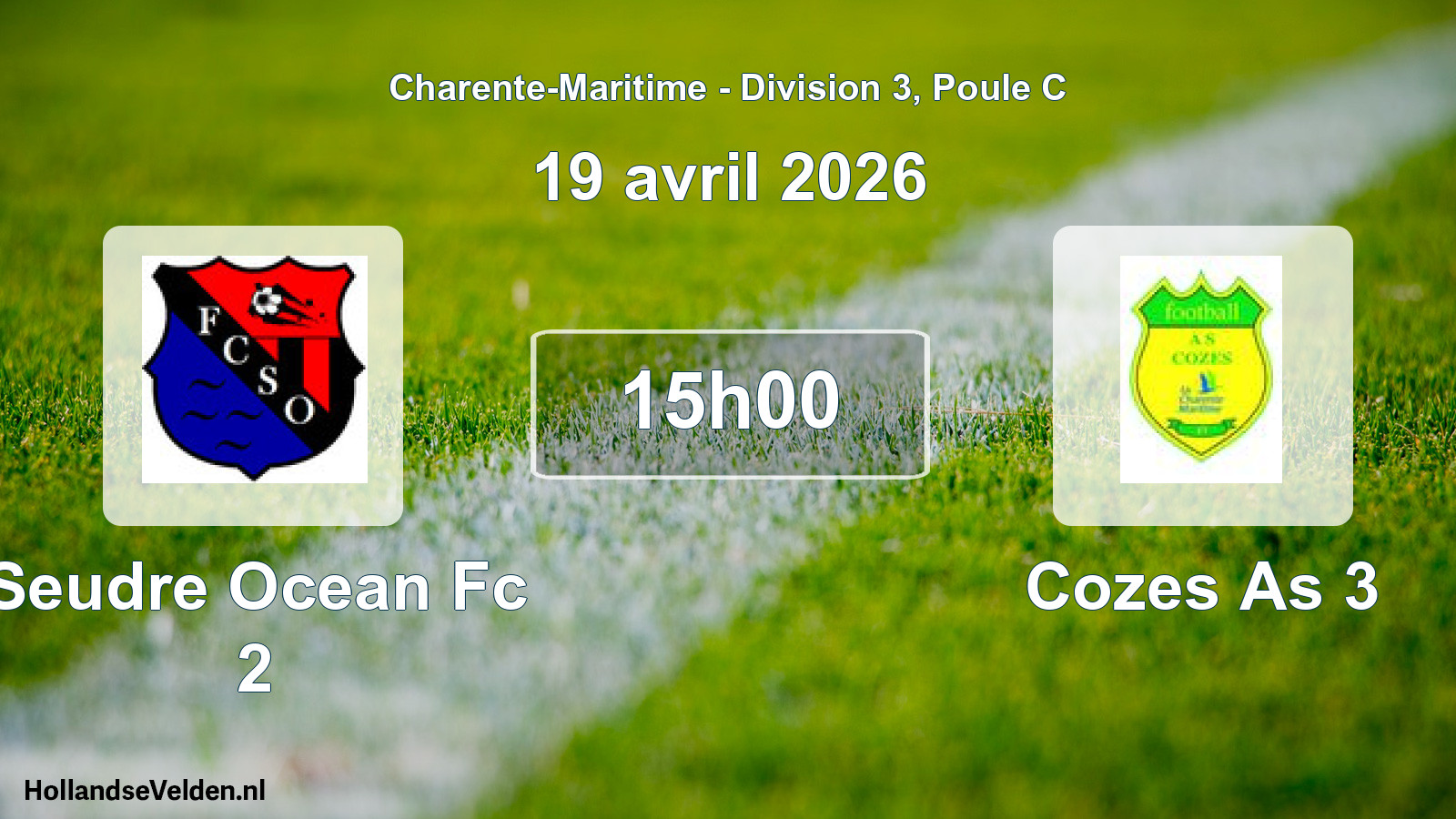 Geplande wedstrijd: Seudre Ocean Fc 2 - Cozes As 3 (19 april 2026)