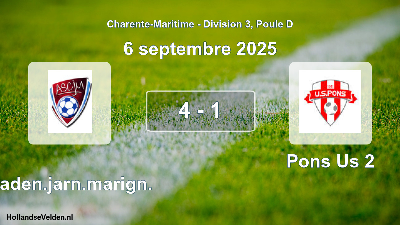 Total number of matches played: Chaden.jarn.marign. - Pons Us 2 4 - 1 (6 September 2025)