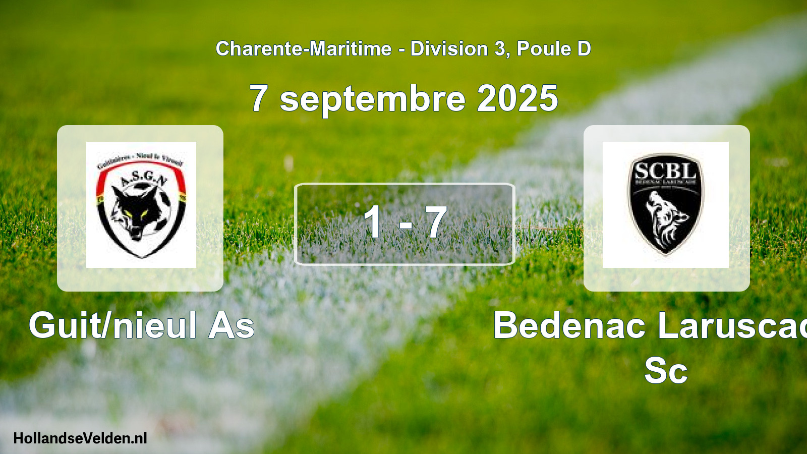 Gespeelde wedstrijd: Guit/nieul As - Bedenac Laruscade Sc 1 - 7 (7 septembre 2025)