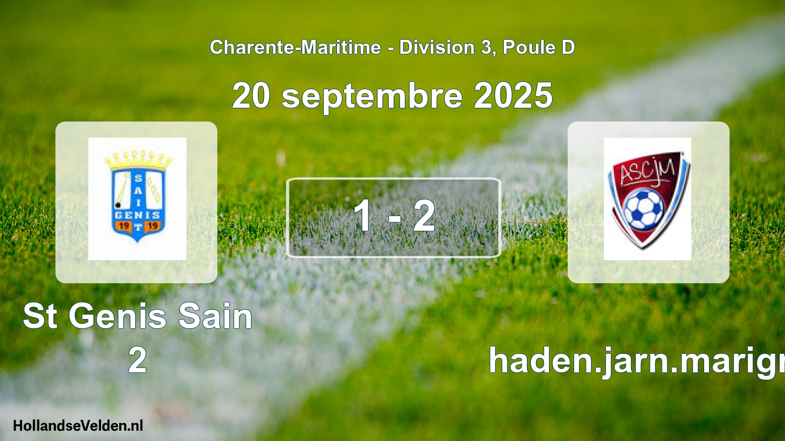 Gespeelde wedstrijd: St Genis Sain 2 - Chaden.jarn.marign. 1 - 2 (20 september 2025)