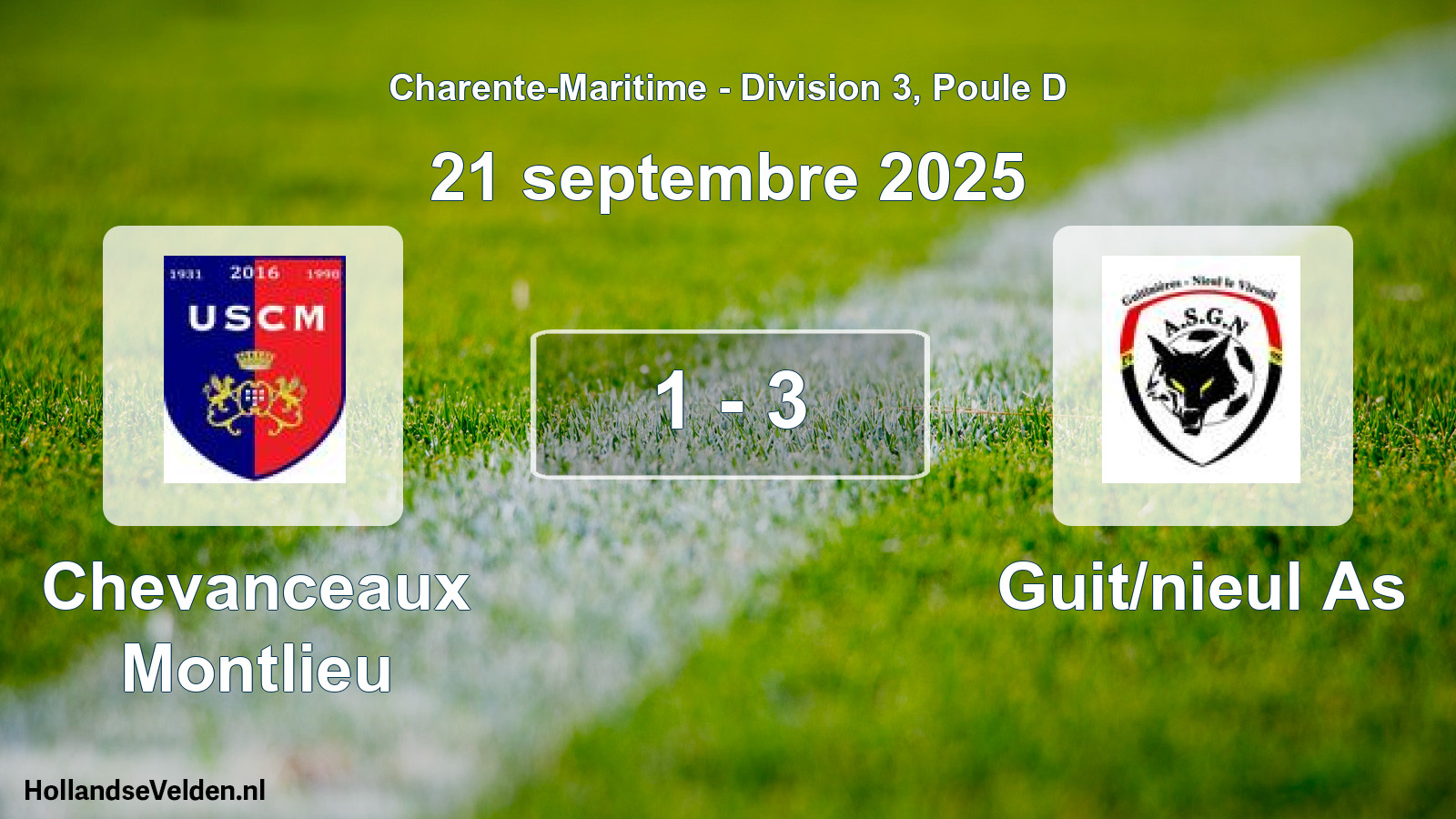 Gespeelde wedstrijd: Chevanceaux Montlieu - Guit/nieul As 1 - 3 (21 september 2025)