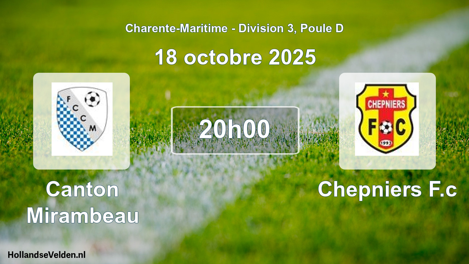 Geplande wedstrijd: Canton Mirambeau - Chepniers F.c (18 octobre 2025)