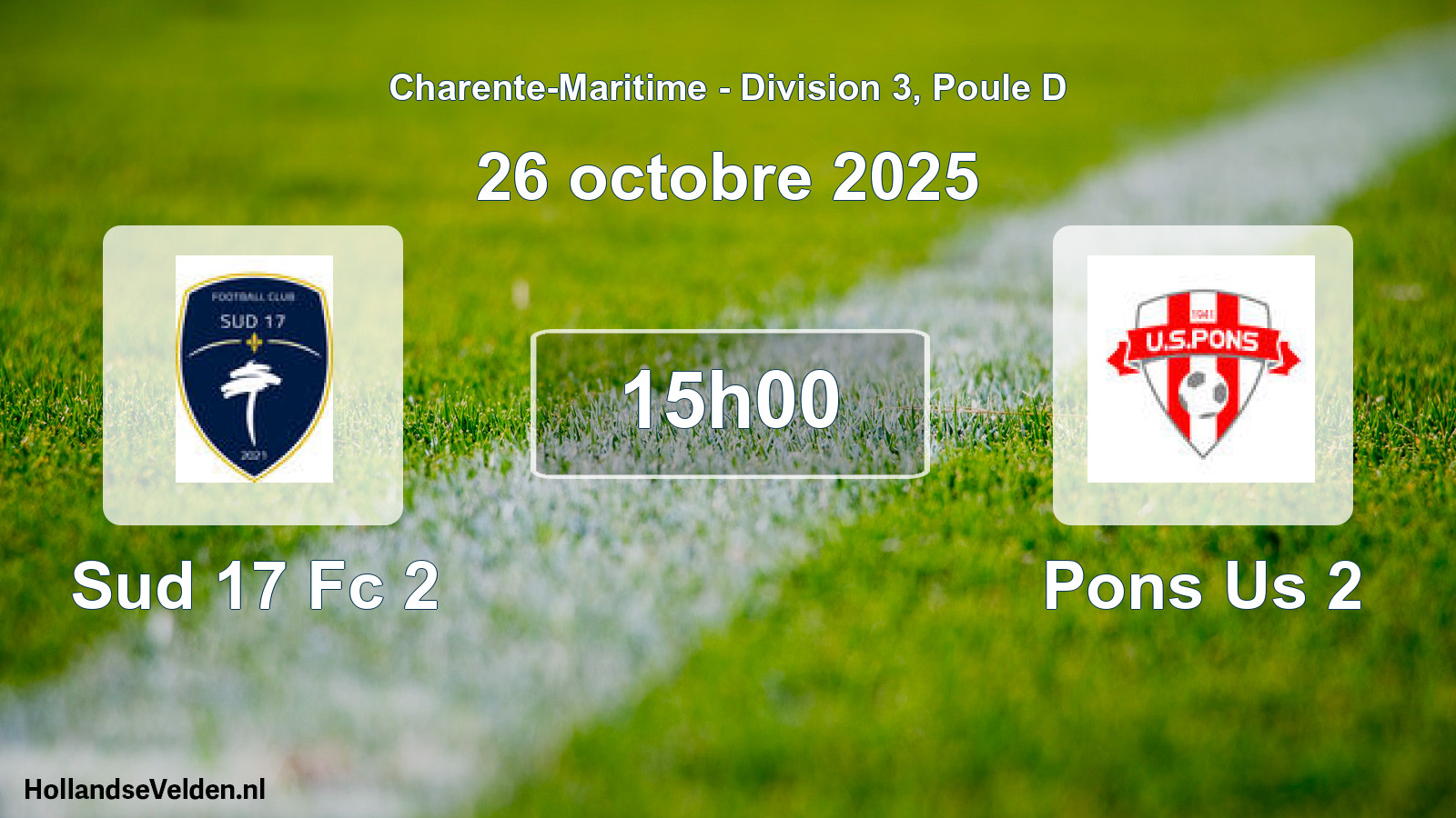 Geplande wedstrijd: Sud 17 Fc 2 - Pons Us 2 (26 oktober 2025)