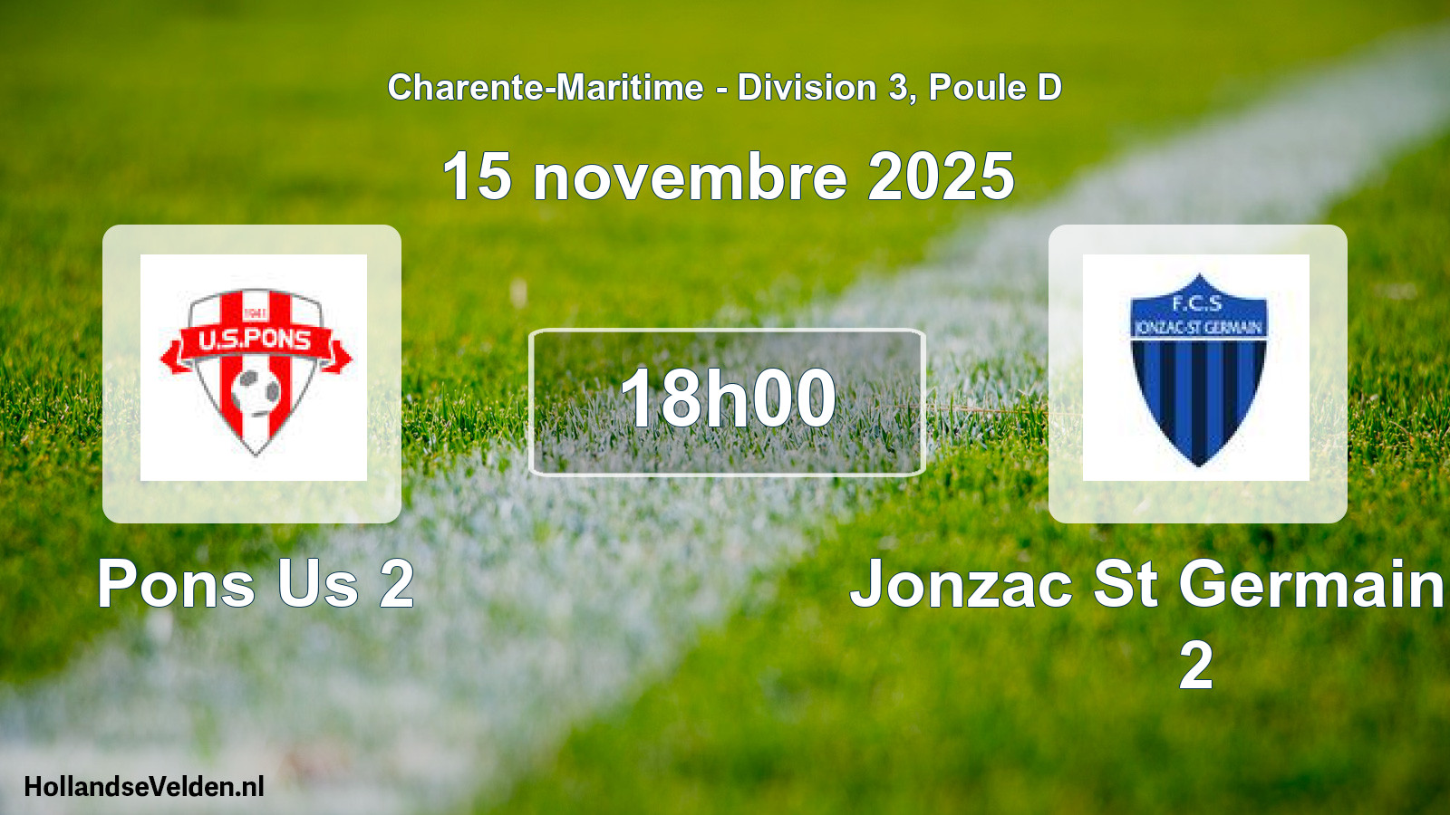 Geplande wedstrijd: Pons Us 2 - Jonzac St Germain Fc 2 (15 november 2025)
