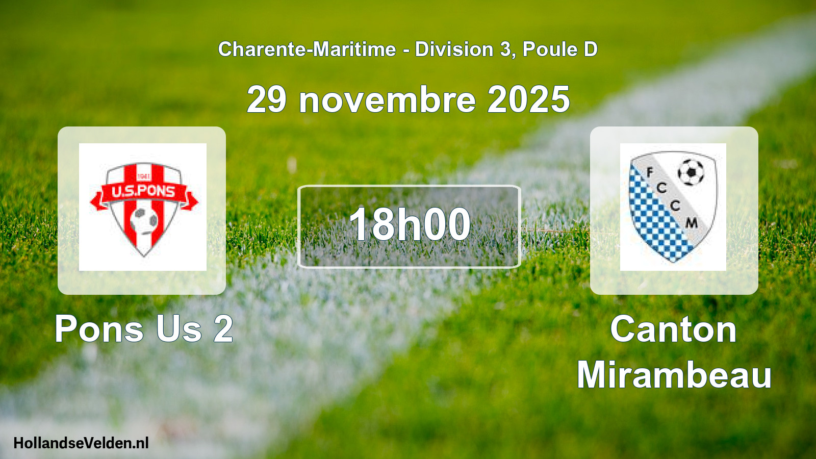 Geplande wedstrijd: Pons Us 2 - Canton Mirambeau (29 november 2025)