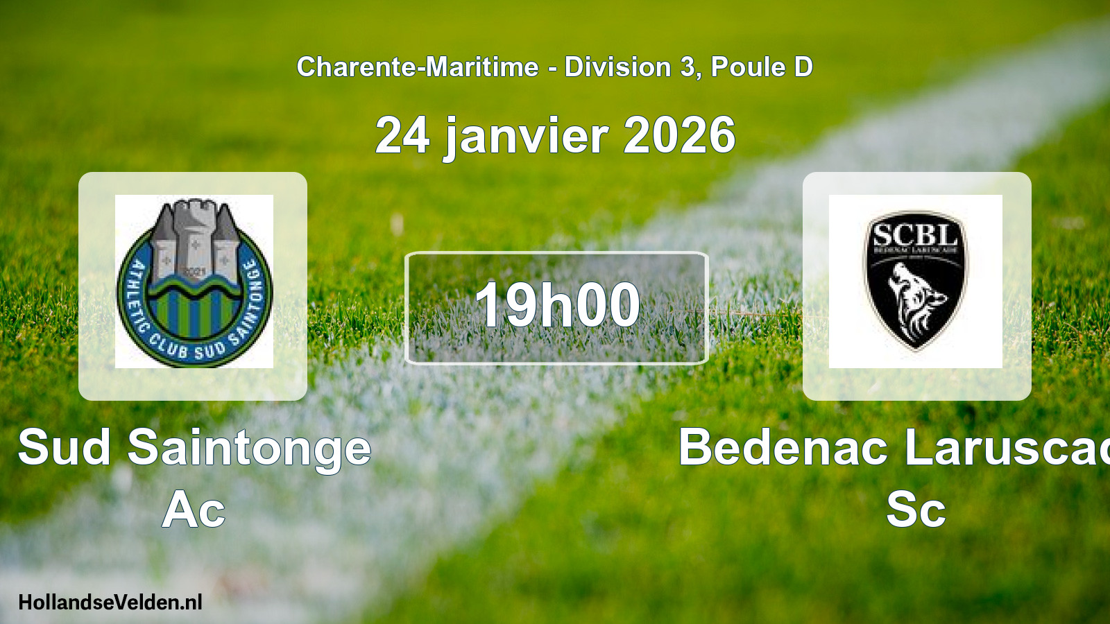 Scheduled Match: Sud Saintonge Ac - Bedenac Laruscade Sc (24 January 2026)