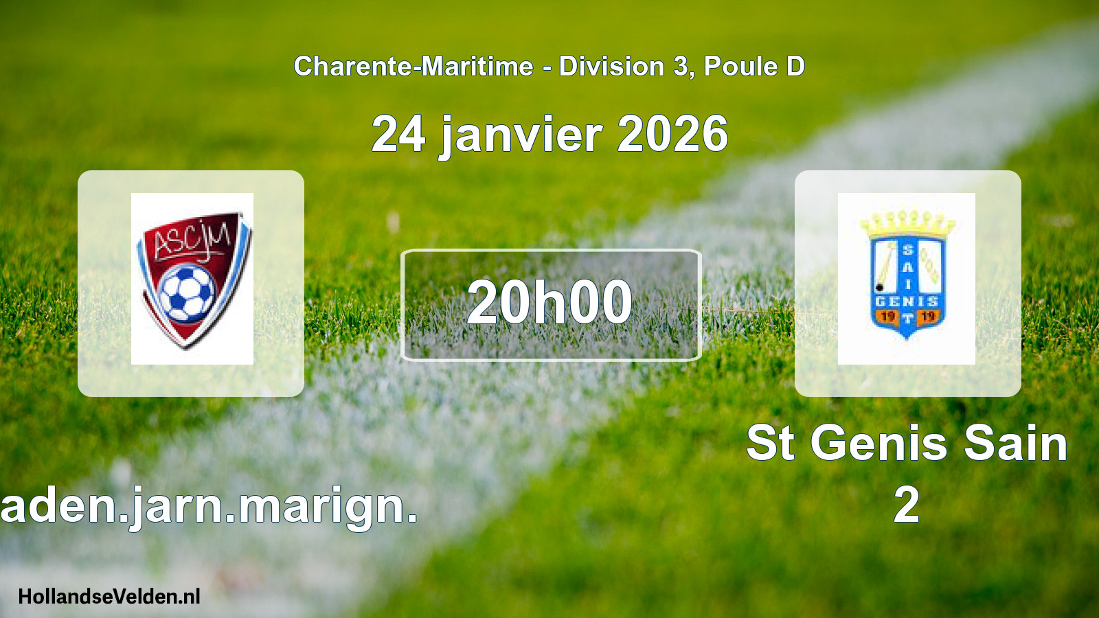 Geplande wedstrijd: Chaden.jarn.marign. - St Genis Sain 2 (24 januari 2026)