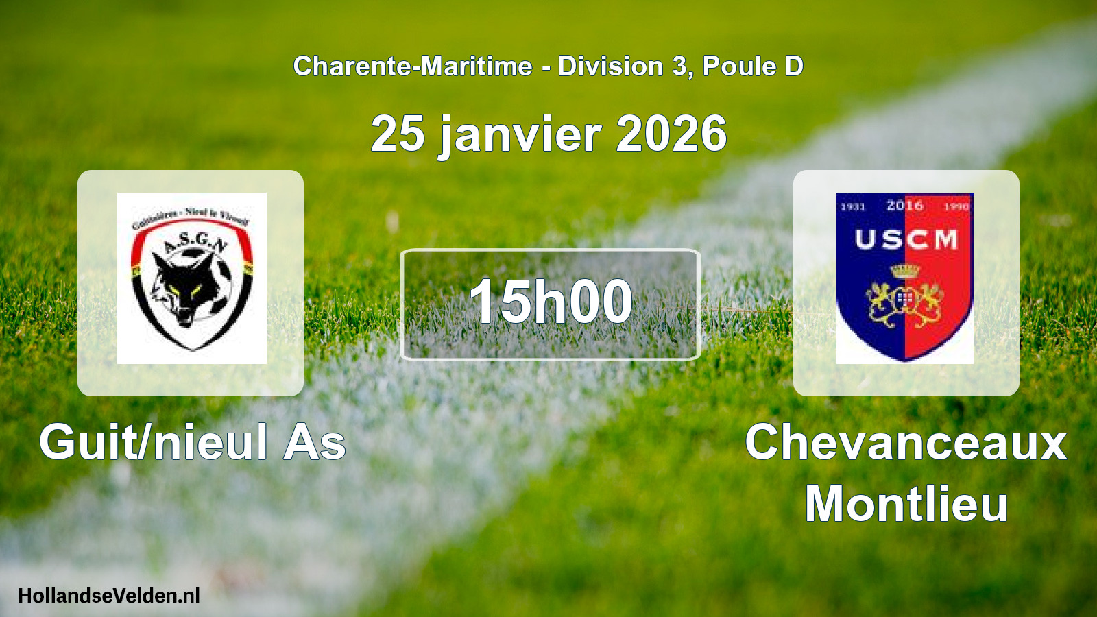 Geplande wedstrijd: Guit/nieul As - Chevanceaux Montlieu (25 januari 2026)